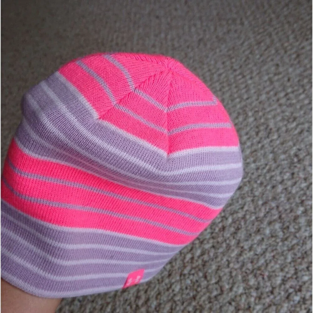 Under Armour Kids Striped Beanie - Pink and Purple size Youth